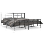 Cadru pat metalic cu tăblii de cap/picioare, negru, 193x203 cm GartenMobel Dekor
