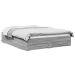 Cadru de pat cu sertare gri sonoma 140x200 cm lemn prelucrat GartenMobel Dekor