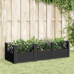Jardinieră de grădină cu spalier, negru, 123,5x43,5x43,5 cm, PP GartenMobel Dekor