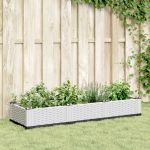 Jardinieră de grădină cu țăruși, alb, 125x40x28,5 cm, PP GartenMobel Dekor