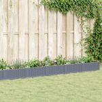 Jardinieră de grădină cu țăruși, gri, 362,5x42,5x28,5 cm, PP GartenMobel Dekor