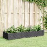 Jardinieră de grădină cu țăruși, negru, 125x40x28,5 cm, PP GartenMobel Dekor