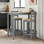 Scaune de bar, 2 buc., gri, lemn masiv de pin GartenMobel Dekor