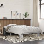 Cadru de pat, gri sonoma, 75x190 cm, lemn prelucrat și metal GartenMobel Dekor