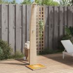 Duș de exterior, bej, 55x60x224 cm, poliratan și lemn acacia GartenMobel Dekor