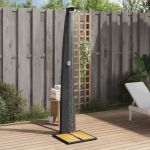 Duș de exterior, negru, 55x60x224 cm, poliratan și lemn acacia GartenMobel Dekor