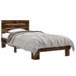 Cadru de pat, stejar fumuriu 100x200 cm lemn prelucrat și metal GartenMobel Dekor
