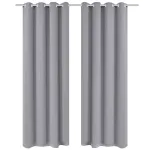 Draperii opace cu inele metalice, 2 buc., gri, 135 x 245 cm GartenMobel Dekor