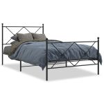 Cadru pat metalic cu tăblii de cap/picioare, negru, 100x200 cm GartenMobel Dekor
