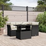 Set mobilier de grădină cu perne, 5 piese, negru, poliratan GartenMobel Dekor