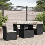 Set mobilier de grădină cu perne, 6 piese, negru, poliratan GartenMobel Dekor
