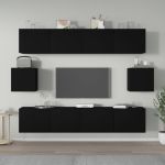 Set dulap TV, 6 piese, negru, lemn prelucrat GartenMobel Dekor