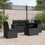 Set mobilier de grădină cu perne, 6 piese, negru, poliratan GartenMobel Dekor