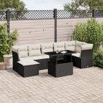 Set mobilier de grădină cu perne, 8 piese, negru, poliratan GartenMobel Dekor