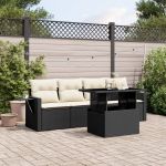 Set mobilier de grădină cu perne, 5 piese, negru, poliratan GartenMobel Dekor