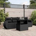 Set mobilier de grădină cu perne, 5 piese, negru, poliratan GartenMobel Dekor
