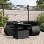 Set mobilier de grădină cu perne, 5 piese, negru, poliratan GartenMobel Dekor