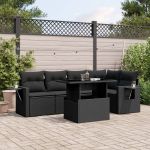 Set mobilier de grădină cu perne, 6 piese, negru, poliratan GartenMobel Dekor