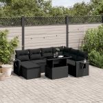 Set mobilier de grădină cu perne, 9 piese, negru, poliratan GartenMobel Dekor