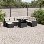 Set mobilier de grădină cu perne, 9 piese, negru, poliratan GartenMobel Dekor