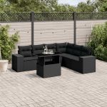 Set canapele de grădină cu perne, 7 piese, negru, poliratan GartenMobel Dekor