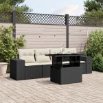 Set mobilier de grădină cu perne, 5 piese, negru, poliratan GartenMobel Dekor