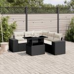 Set mobilier de grădină cu perne, 6 piese, negru, poliratan GartenMobel Dekor
