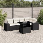 Set mobilier de grădină cu perne, 6 piese, negru, poliratan GartenMobel Dekor
