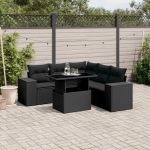 Set mobilier de grădină cu perne, 6 piese, negru, poliratan GartenMobel Dekor