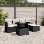 Set mobilier de grădină cu perne, 6 piese, negru, poliratan GartenMobel Dekor
