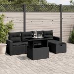 Set mobilier de grădină cu perne, 6 piese, negru, poliratan GartenMobel Dekor