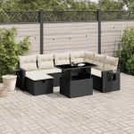 Set mobilier de grădină cu perne, 8 piese, negru, poliratan GartenMobel Dekor