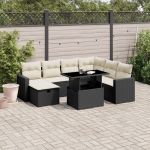 Set mobilier de grădină cu perne, 8 piese, negru, poliratan GartenMobel Dekor