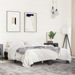 Cadru de pat, negru, 150x200 cm, lemn prelucrat și metal GartenMobel Dekor