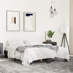 Cadru de pat, negru, 150x200 cm, lemn prelucrat și metal GartenMobel Dekor