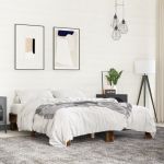 Cadru de pat, stejar fumuriu 150x200 cm lemn prelucrat și metal GartenMobel Dekor