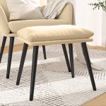 Taburet, crem alb, 45x29,5x35 cm, catifea GartenMobel Dekor