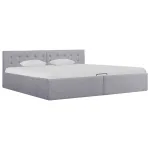 Cadru pat hidraulic cu ladă, gri deschis, 180x200 cm, textil  GartenMobel Dekor