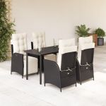 Set mobilier de grădină cu perne, 5 piese, negru, poliratan GartenMobel Dekor
