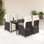 Set mobilier de grădină cu perne, 5 piese, negru, poliratan GartenMobel Dekor