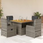 Set mobilier de grădină cu perne, 5 piese, gri, poliratan GartenMobel Dekor