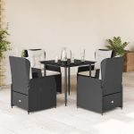 Set mobilier de grădină cu perne, 5 piese, negru, poliratan GartenMobel Dekor