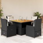 Set mobilier de grădină cu perne, 5 piese, negru, poliratan GartenMobel Dekor