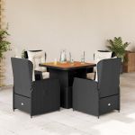 Set mobilier de grădină cu perne, 5 piese, negru, poliratan GartenMobel Dekor