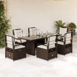 Set mobilier de grădină cu perne, 7 piese, maro, poliratan GartenMobel Dekor