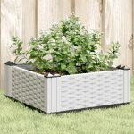 Jardinieră de grădină cu țăruși, alb, 42,5x42,5x28,5 cm, PP GartenMobel Dekor