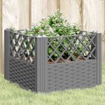 Jardinieră grădină cu țăruși gri deschis, 43,5x43,5x43,5 cm, PP GartenMobel Dekor