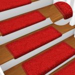 Covorașe de trepte de scară, 15 buc., roșu, 65x21x4 cm GartenMobel Dekor