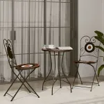 Set de bistro cu mozaic, cărămiziu și alb, fier și ceramică GartenMobel Dekor