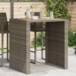 Masă grădină blat din lemn acacia gri 105x80x110 cm poliratan GartenMobel Dekor